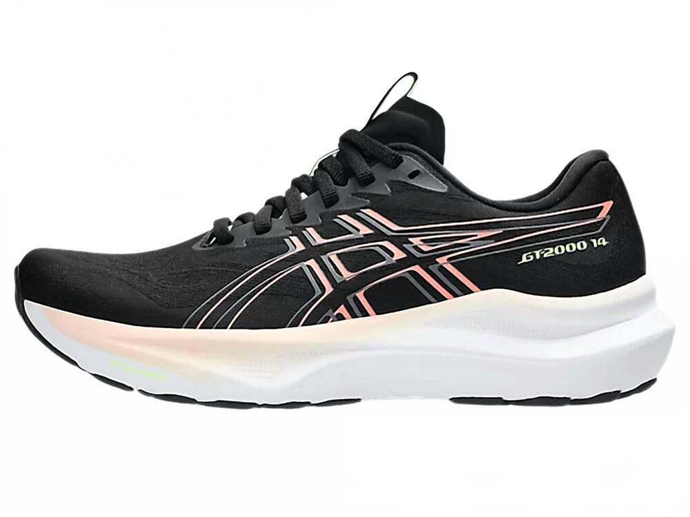 NEW ASICS women's gt 2000 14 shoes in black/sun coral